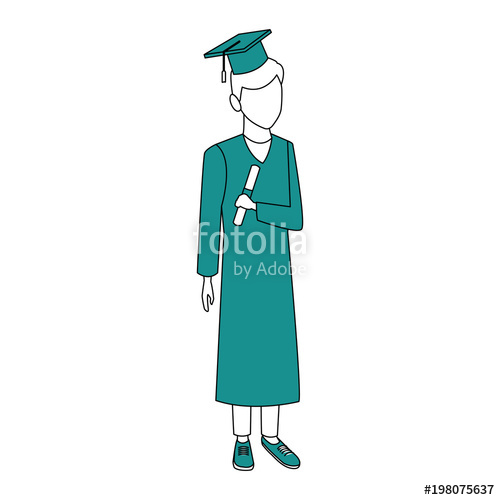 500x500 Young Man Student With Graduation Gown Vector Illustration Graphic