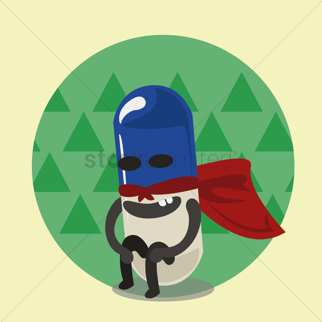 1300x1300 Superhero Pill Cartoon With Cape Vector Image