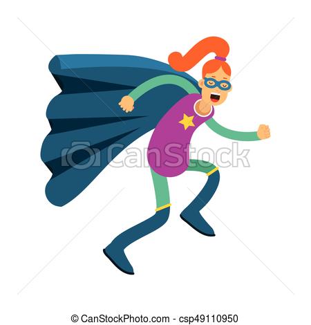 450x470 Young Redhead Woman In Classic Superhero Costume And A Blue Cape