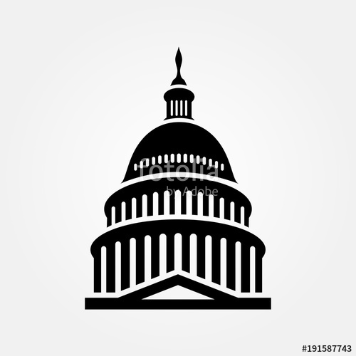 500x500 United States Capitol Building Icon. Vector Illustration Stock