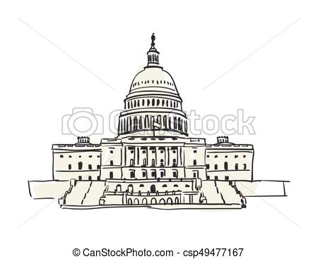 450x367 Usa Capitol Building In Washington Hand Drawn Icon Isolated On