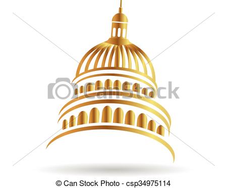 450x374 Capitol Building Gold Logo Illustration Icon Vector Design.