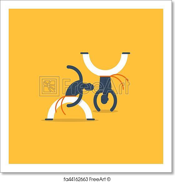 561x581 Free Art Print Of Capoeira Sport Game. Capoeiristas Playing, Two