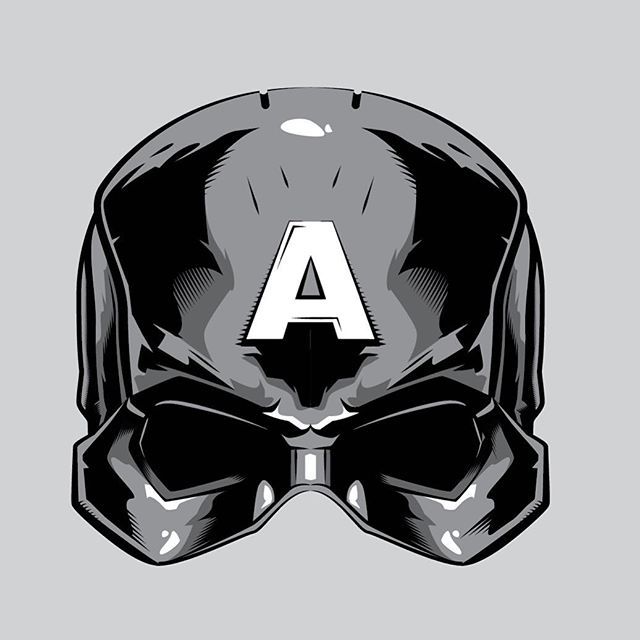 640x640 Vector Art Grayscale Version Of The Patriotic Avenger, Captain
