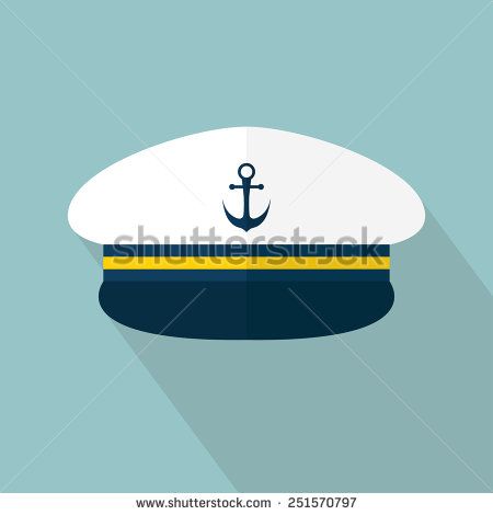 450x470 Captain Hat Icon. Sailor Cap. Flat Style With Long Shadow. Vector