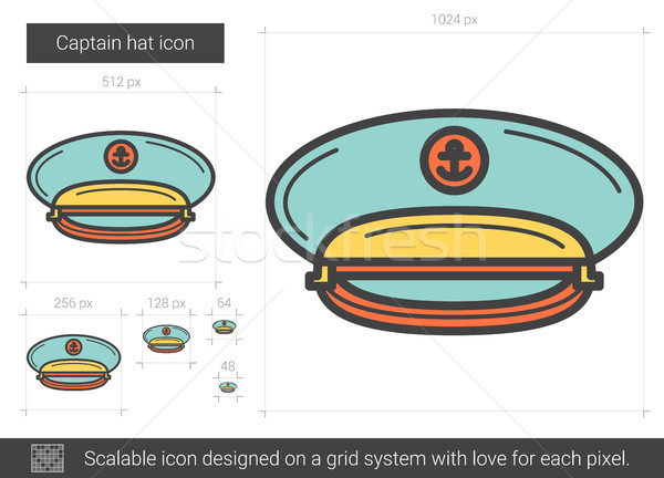 600x432 Captain Hat Line Icon. Vector Illustration Andrei Krauchuk