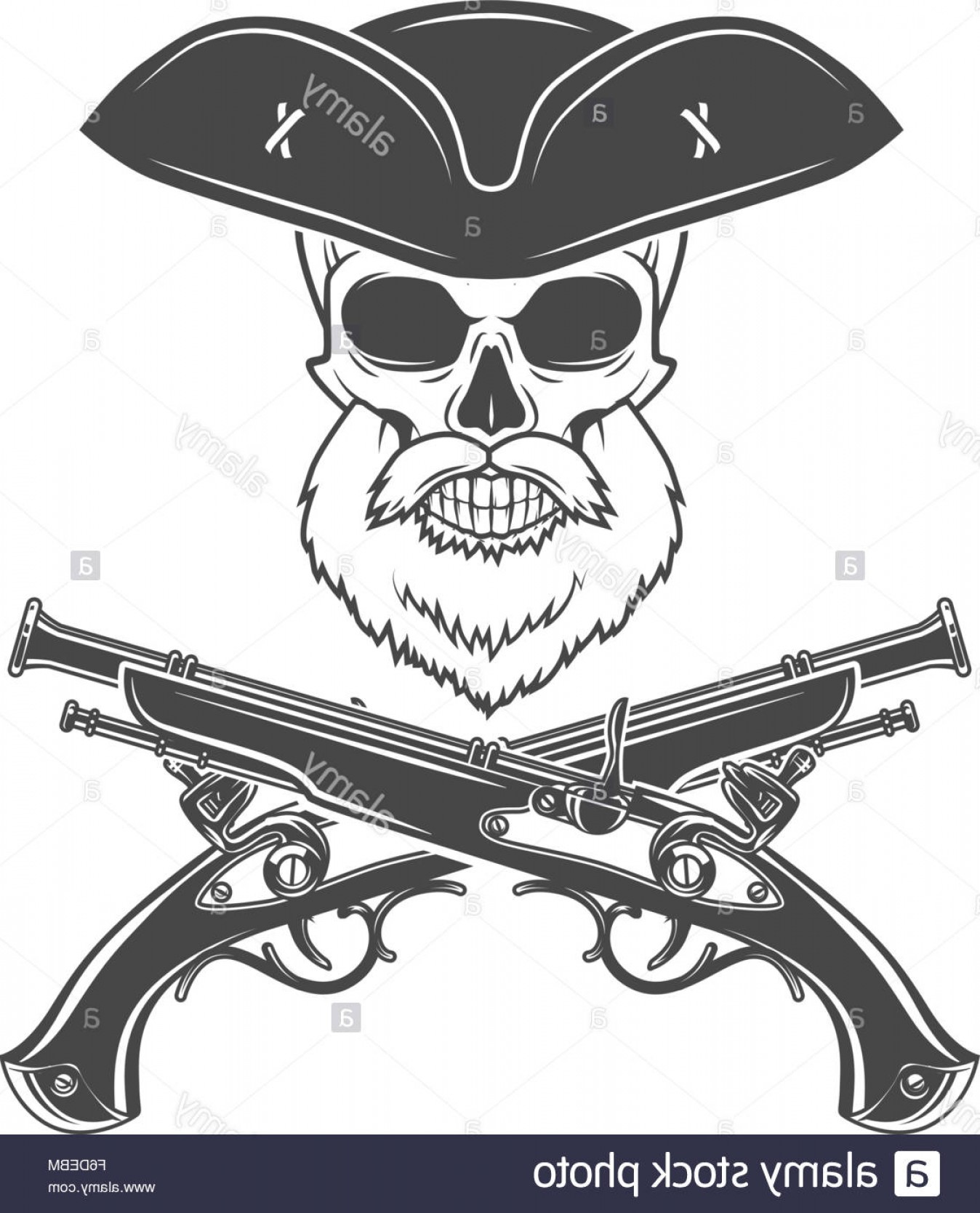 1348x1668 Stock Photo Captain Skull With Beard In Cocked Hat Vector Edward
