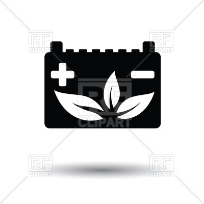 400x400 Car Battery Leaf Icon With Shadow Design Vector Image Vector