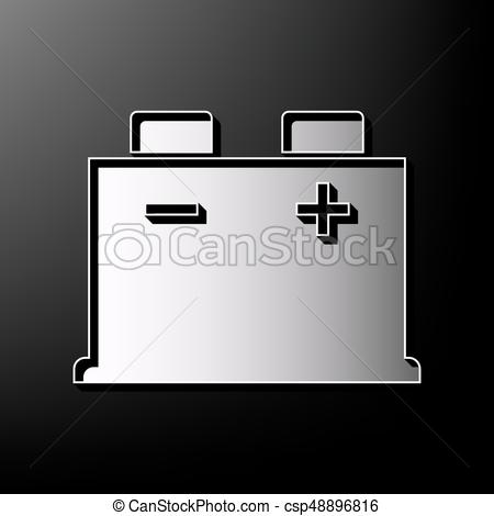 450x470 Car Battery Sign. Vector. Gray 3d Printed Icon On Black Background.