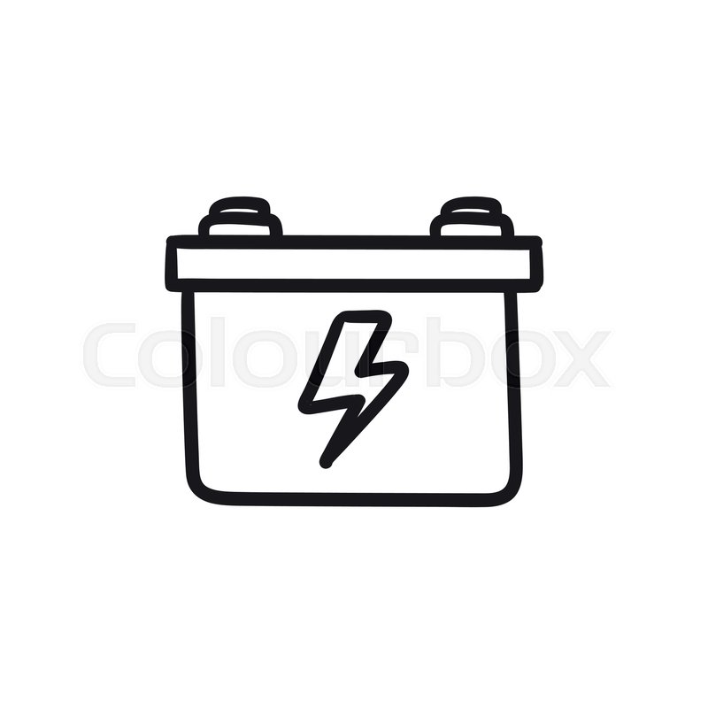 800x800 Car Battery Vector Sketch Icon Isolated On Background. Hand Drawn