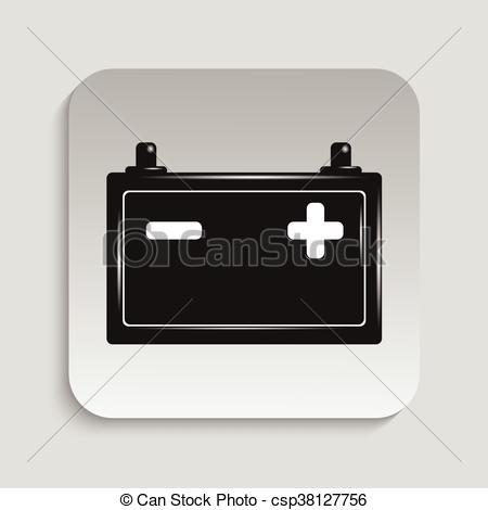 450x470 Car Battery. Vector Icon. Black And White Vector Image.