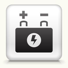 235x235 Square Button With Car Battery Vector Art Illustration Royalty