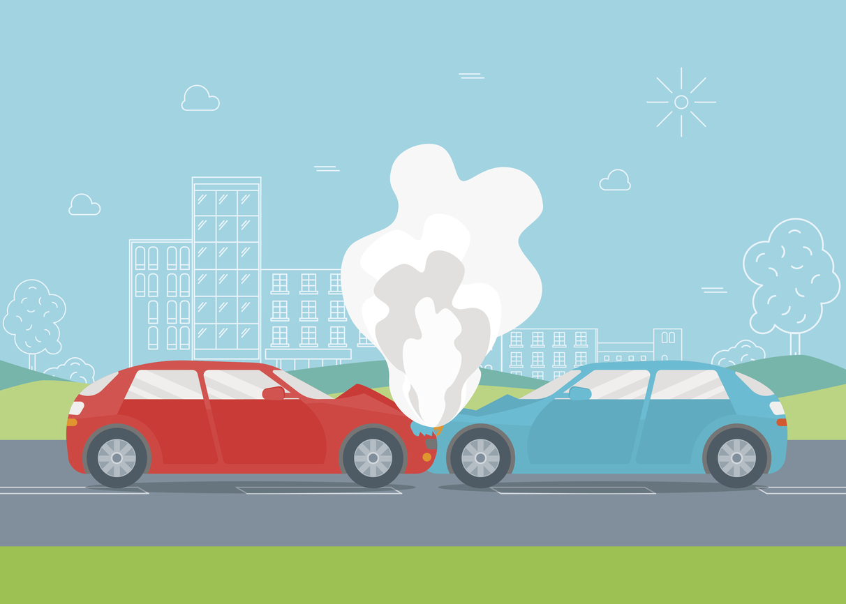 1212x866 Cartoon Car Crash Or Accident. Vector