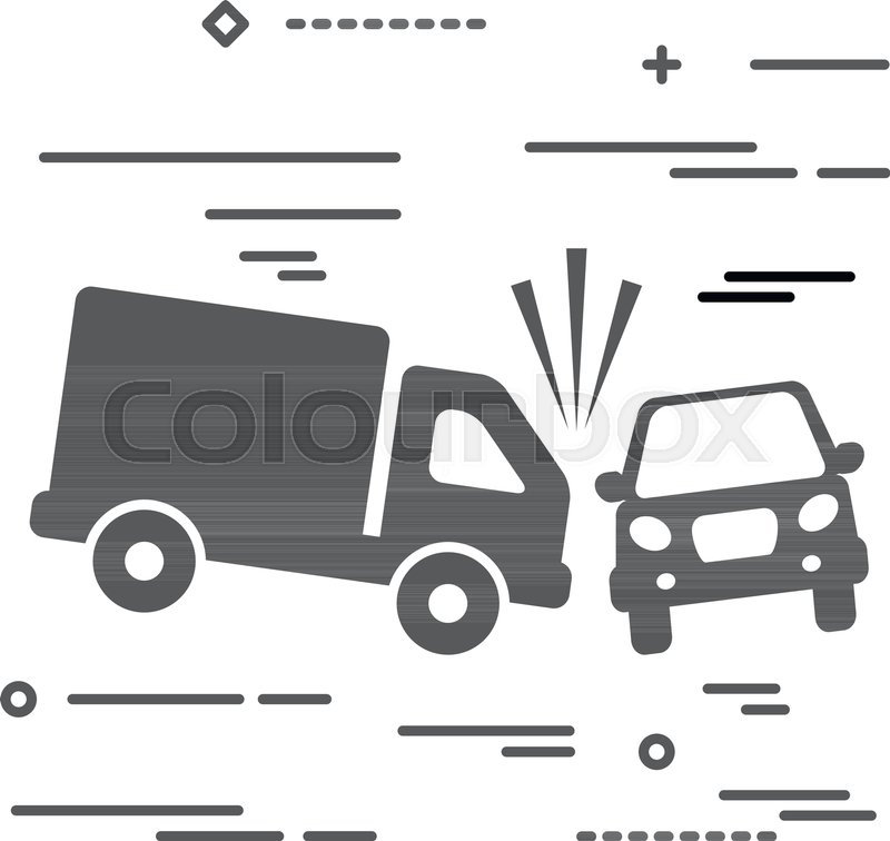 800x756 Flat Line Design Graphic Image Concept Of Truck And Car Crash