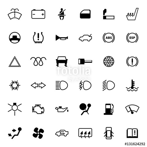 500x500 Car Dashboard Icons Set. Stock Image And Royalty Free Vector