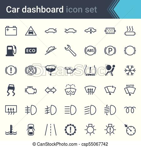 450x470 Car Dashboard Interface And Indicators Icon Set