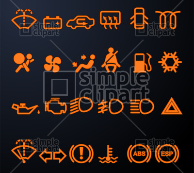400x356 Set Of Simple Illuminated Car Dashboard Icons Vector Image