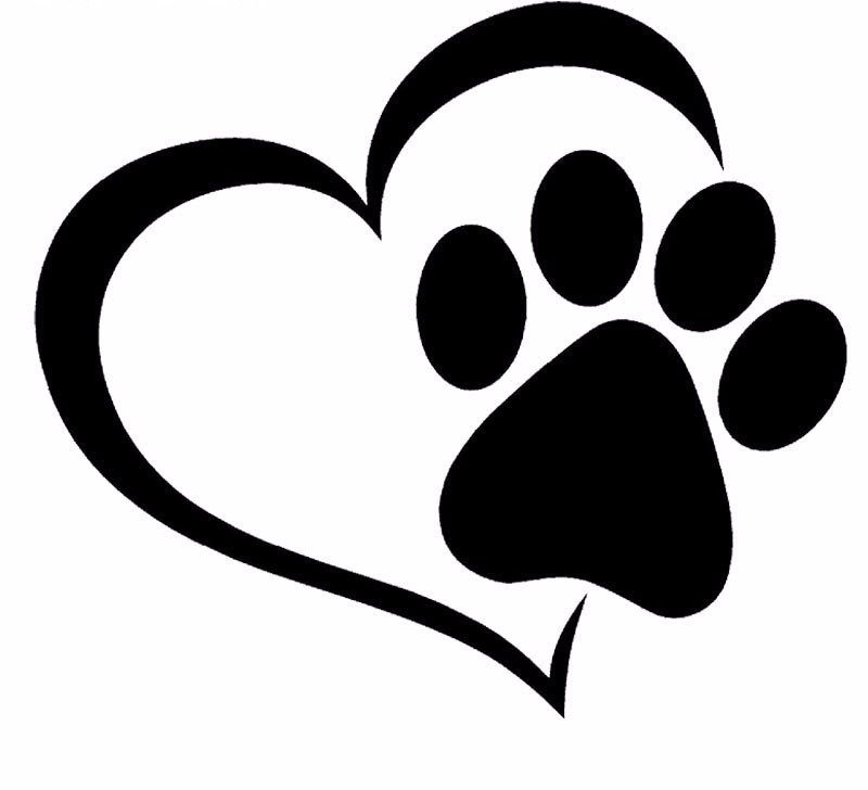 800x728 Paw Print And A Heart Car Decal Free Vector Dog Paw
