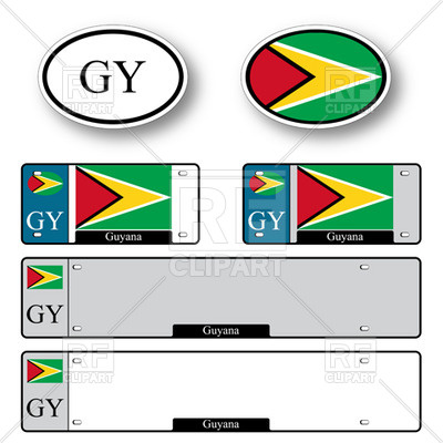 400x400 Template Of Car Plate Number With Flag Of Guyana And Oval Car