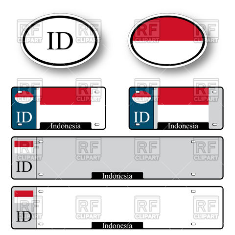 480x480 Template Of Car Plate Number With Flag Of Indonesia And Oval Car