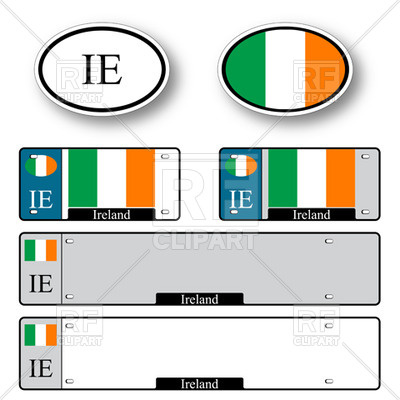 400x400 Template Of Car Plate Number With Flag Of Ireland And Oval Car