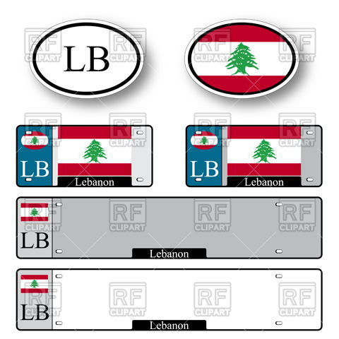 480x480 Template Of Car Plate Number With Flag Of Lebanon And Oval Car