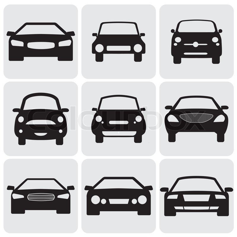 800x800 Compact And Luxury Passenger Car Iconssigns Front View Vector