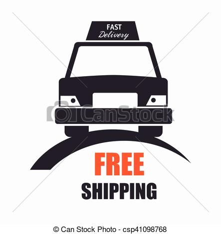 443x470 Free Shipping Car Front View Icon Vector Illustration.
