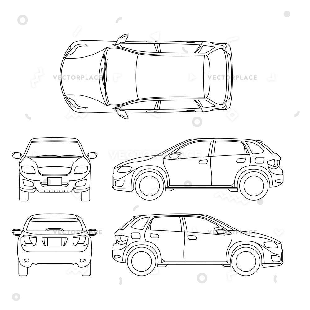 1000x1000 Offroad Suv Auto Outline Vehicle Car Vector Illustration 42436