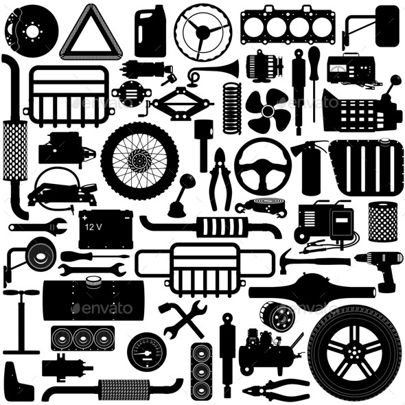 590x590 Vector Car Parts Pictogram By Dashadima Graphicriver