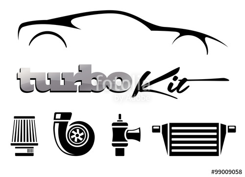 500x362 Vehicle Turbo Kit Performance Car Parts Icons Set. Vector