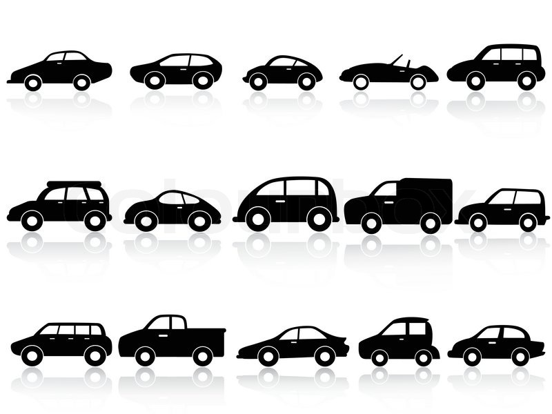 800x600 Isolated Car Silhouette Icons From White Background Stock Vector