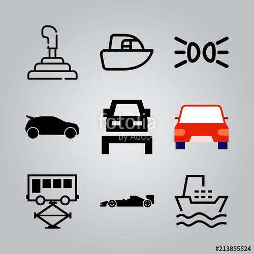 500x500 Simple 9 Icon Set Of Electronics Related Car, Car Side View Black