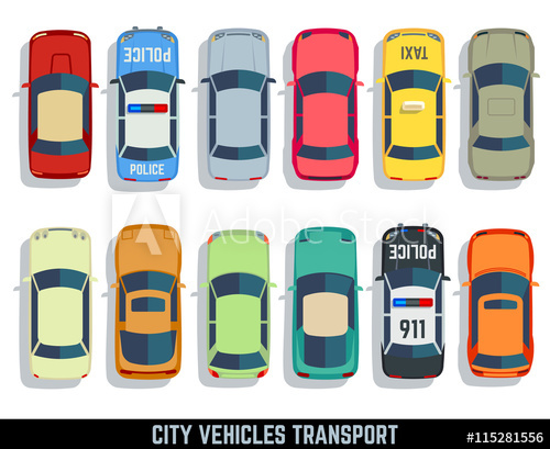 500x409 Cars Top View Vector Flat City Vehicle Transport Icons Set