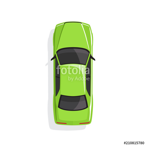 500x500 Green Cartoon Car. Top View. Vector Illustration Stock Image And