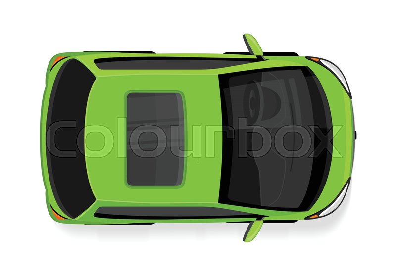 800x560 Passenger Car Top View Icon. Green Mini Car Flat Style Vector
