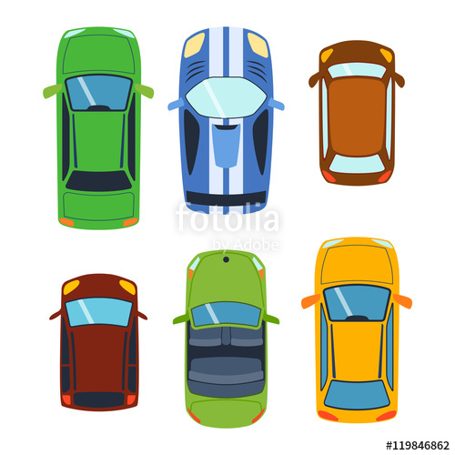 500x500 Vector Car Vehicle Set Icon Top View. From Above Car Top View