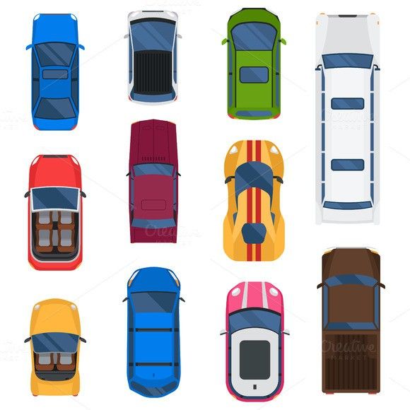580x580 Car Top View Vector Set Illustrations In 2018 Cars