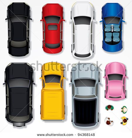 450x470 Set Of Various Isolated Vector Cars, Top View Position Gp