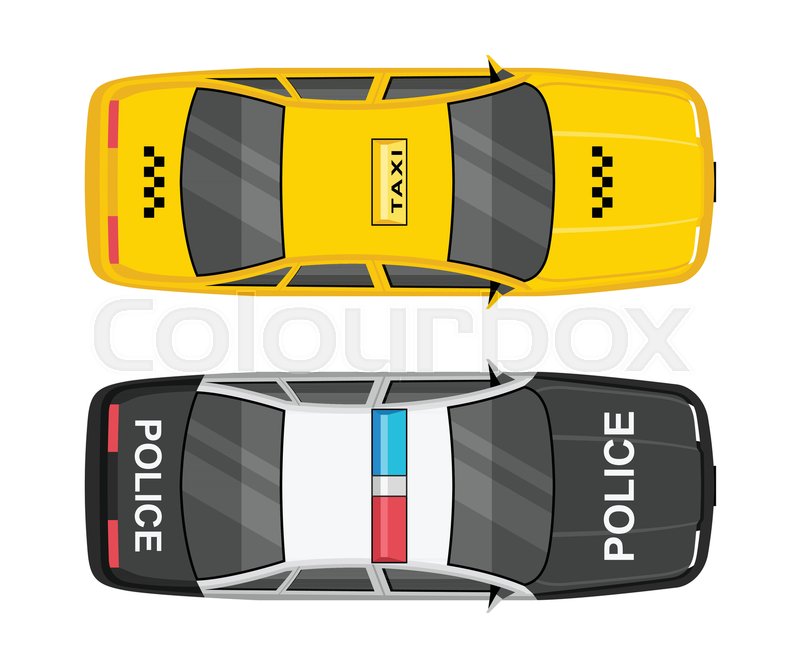 800x667 Taxi And Police Cars Top View Vector Set. Auto Car Icon