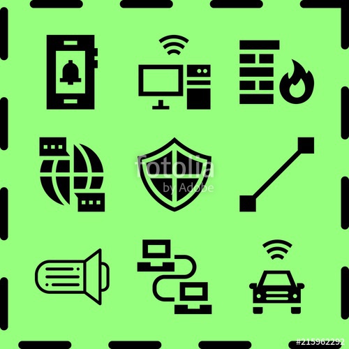 500x500 Simple 9 Icon Set Of Network Related Smart Car, Transmission