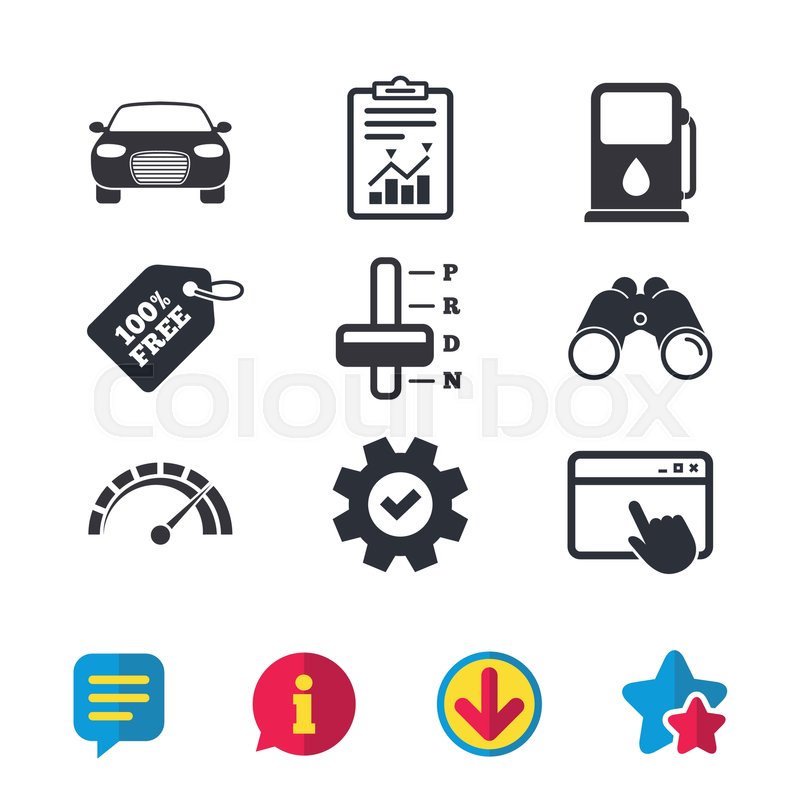 800x800 Transport Icons. Car Tachometer And Automatic Transmission Symbols