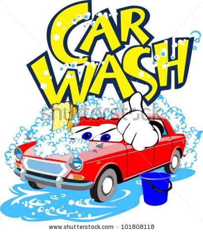 411x470 Car In Automatic Car Wash Vector Royalty Free