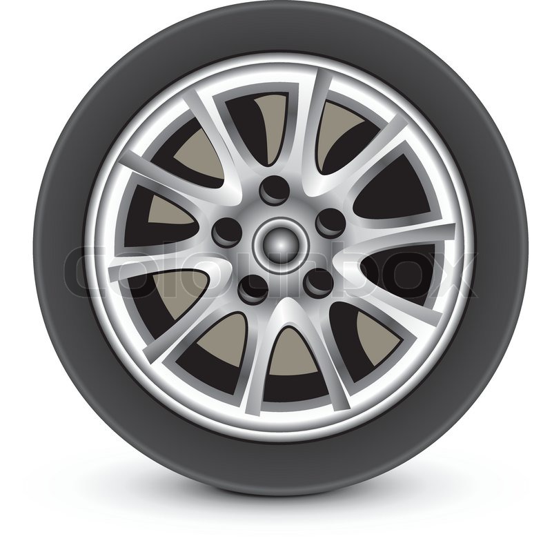 800x784 Car Wheel In Details On White Background With Shadow, Vector