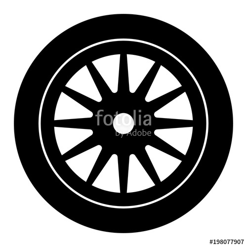 500x500 Car Wheel. Simple Vector Icon. Stock Image And Royalty Free