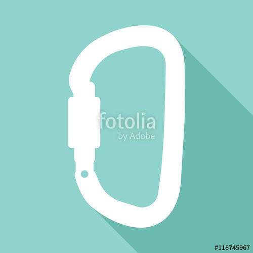 500x500 Carabiner Vector Icon With Long Shadow. Stock Image And Royalty