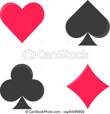 450x468 Flat Vector Black And Red Color Playing Card Suits. Flat Vector