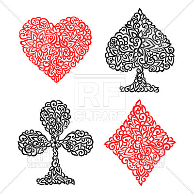 400x400 Playing Card Suits Made Of Floral Ornament Vector Image Vector