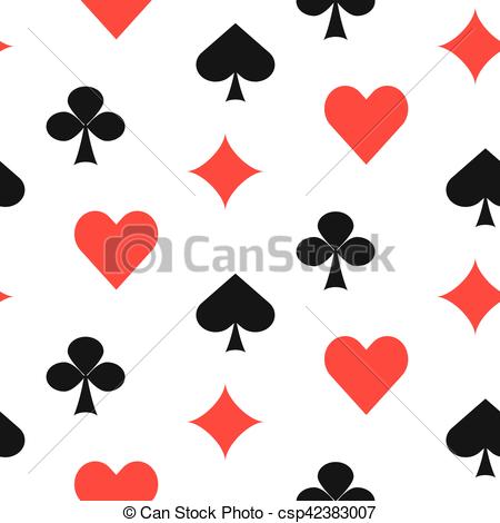 450x470 Playing Card Suits Seamless Pattern. Bold Game Card Symbols Vector
