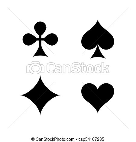 450x470 Vector Black Card Suits Isolated On White Background. Vector Black